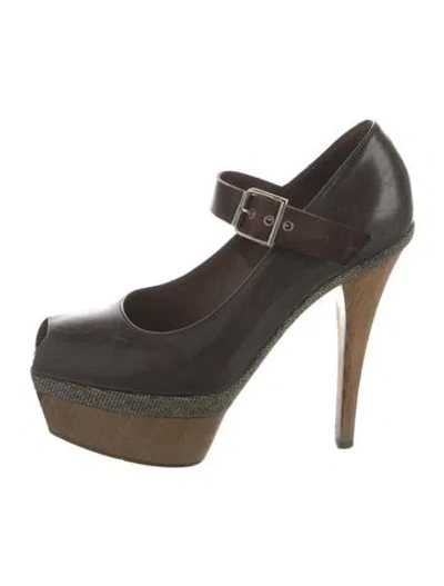 Pre-owned Marni Leather Tweed Pattern Pumps In Black