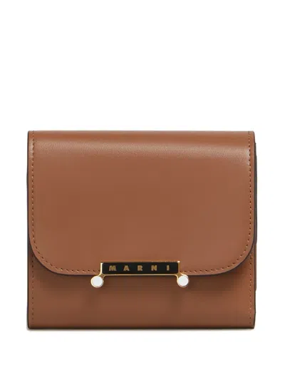 Marni Leather Wallet In Brown