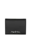 Marni Textured Wallet With Logo Detail In Black
