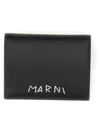 Marni Textured Wallet With Logo Detail In Black