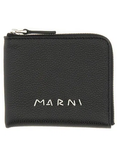 Marni Leather Wallet In Black