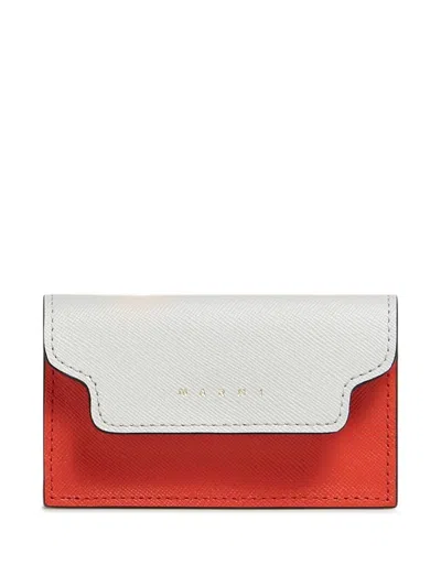 Marni Leather Wallet In Orange