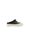Marni Leather Mules With Rubber Toe And Sole In Black