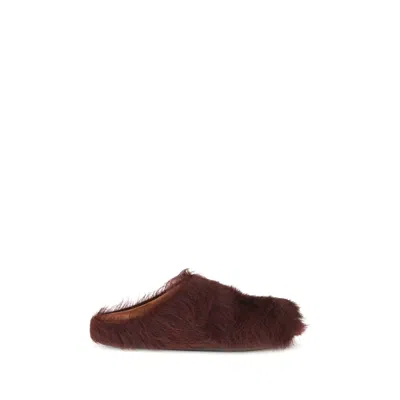 Marni Leather Women's Mules In Burgundy