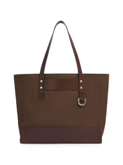 Marni Leather-trim Canvas Tote Bag In Brown