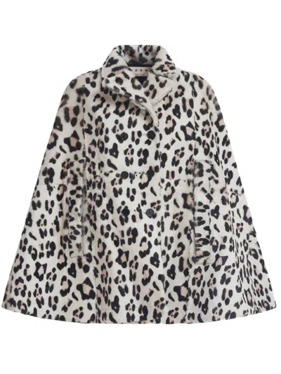 Marni Leopard-print Wool Cape In White