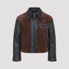 Marni Black Leather Jacket With Split-leather Front Panel In Black