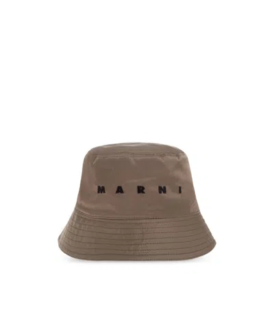 Marni Letter Bucket Hat In Brown