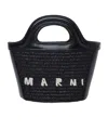 Marni Tropicalia Structured Shoulder Bag With Raffia Panels In Black