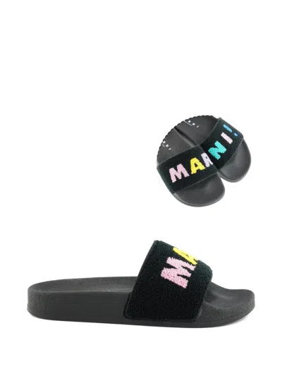 Marni Lettered Slide In Black