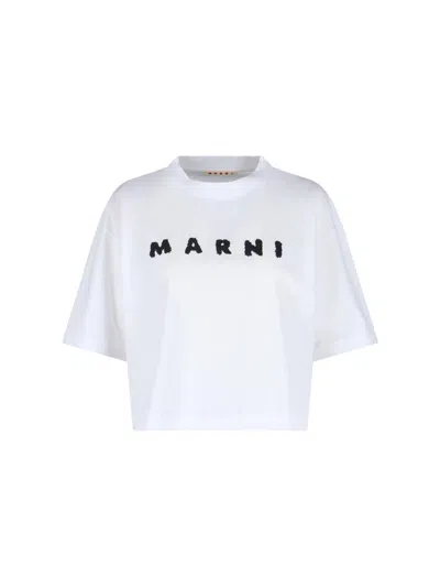 Marni Light & Natural 100% Cotton T-shirt In White