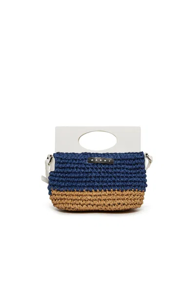Marni Kids' Light Bag In Raffia-effect Fabric In Blue