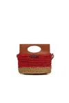 Marni Light Bag In Raffia-effect Fabric In Red