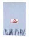 Marni Light Blue Alpaca Blend Scarf With Fringed Ends In Purple