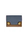 Marni Light Blue And Brown Leather Trunkaroo Trifold Wallet