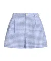 Marni Light Blue And White Checked Seersucker Shorts In Light Blue And White