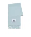 Marni Light Blue Brushed Alpaca Scarf With Fringes In Blue