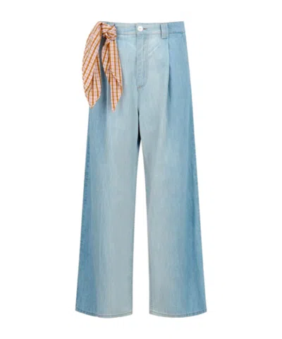 Marni Light Blue Chambray Jeans With Foulard