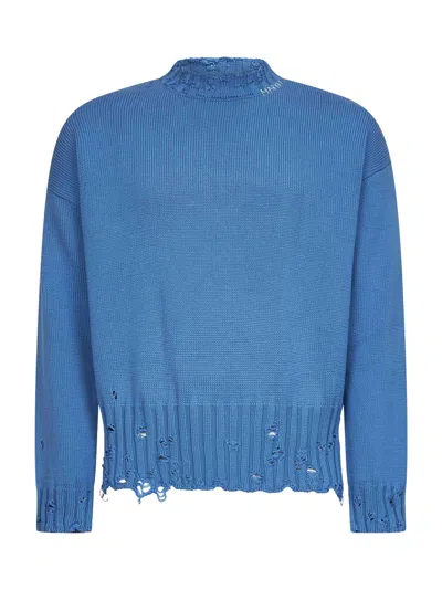 MARNI LIGHT BLUE COTTON CREWNECK SWEATER