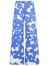 Marni Wide-leg Floral Cotton Trousers In Blue
