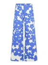 Marni Wide-leg Floral Cotton Trousers In Light Blue