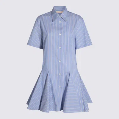 Marni Short Striped Shirt Dress In Blue