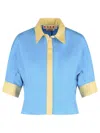 Marni Collared Panelled Top In Blue