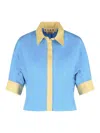 Marni Collared Panelled Top In Blue