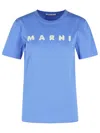 Marni Crew Neck Cotton T-shirt In Blue