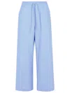 Marni Cotton Trousers With Elastic Waistband And Striped Pattern In Light Blue