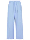 Marni Cotton Trousers With Elastic Waistband And Striped Pattern In Blue