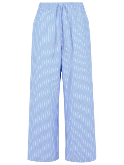 MARNI MARNI LIGHT BLUE COTTON TROUSERS WOMEN