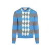 Marni Blue Stripe Sweater With Argyle Motif