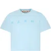 MARNI LIGHT BLUE CROP T-SHIRT FOR GIRL WITH LOGO