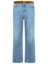 Marni Denim Trousers With Floral Patch Detail In Blue
