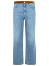 Marni Denim Trousers With Floral Patch Detail In Blue
