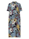 Marni Floral-print V-neck Midi Dress Clothing In Blue