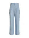 Marni Light Blue Front Pleat Wool Trousers In Light Blue