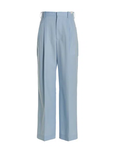 MARNI LIGHT BLUE FRONT PLEAT WOOL TROUSERS