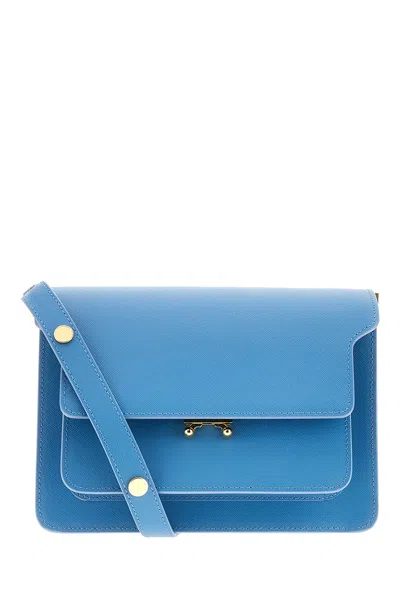 MARNI LIGHT-BLUE LEATHER TRUNK CROSSBODY BAG