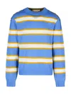 Marni Striped Pattern Round Neck Sweater In Blue