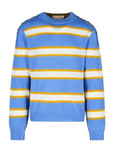 Marni Light Blue Mohair Blend Sweater In Multi