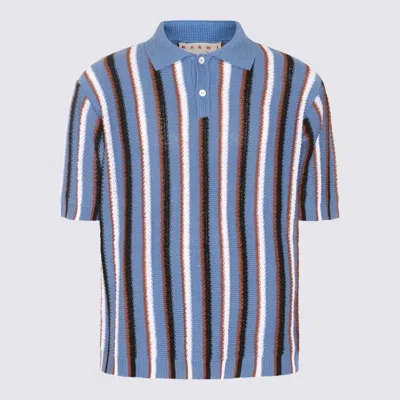 Marni Light Blue Multicolour Cotton Polo Shirt In Inb37 Opal