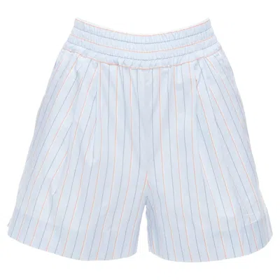 Pre-owned Marni Light Blue Orange Pinstripe Embroidered Boxer Shorts It36 Xxs