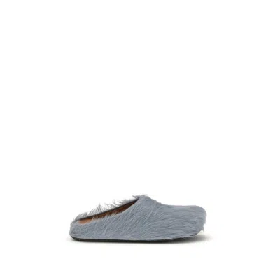 Marni Light Blue Rubber Mules In Gray