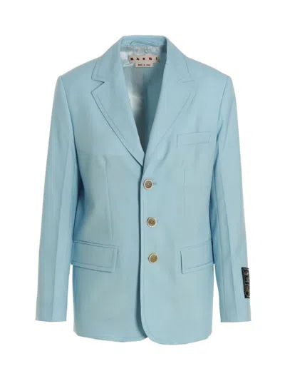 MARNI LIGHT BLUE SINGLE-BREASTED BLAZER