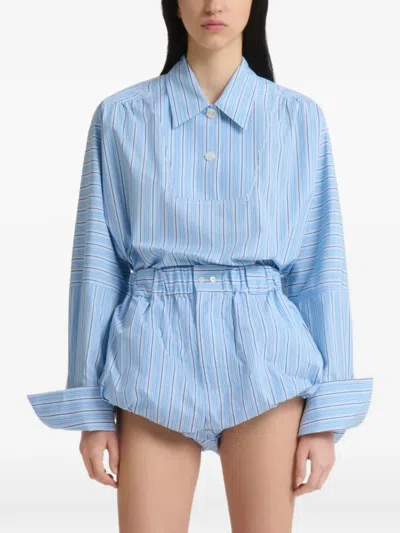 Marni Light Blue Striped Poplin Bloomers