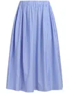 Marni Striped Poplin Wide Midi Skirt In Light Blue