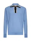 Marni Men Light Blue Virgin Wool Knit Polo Shirt In Blue