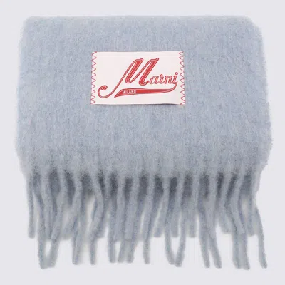 Marni Light Blue Wool Scarve